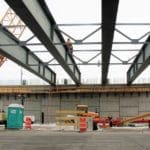 Crews and equipment will work day and night (weather permitting) to complete the construction of the new overpass bridge deck.