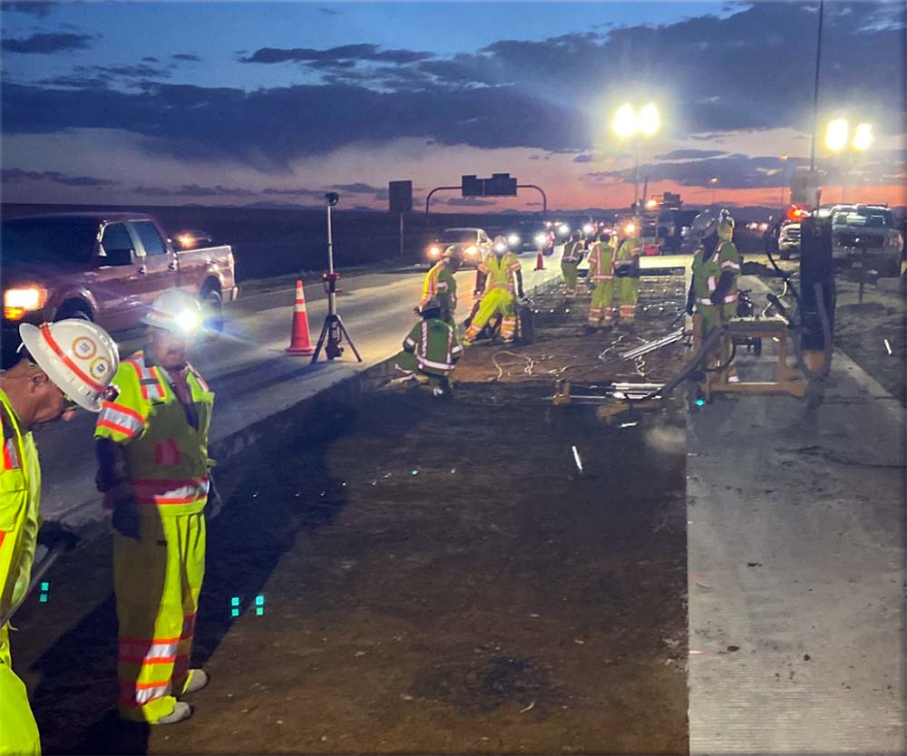 Panel rehab crews working through the night 