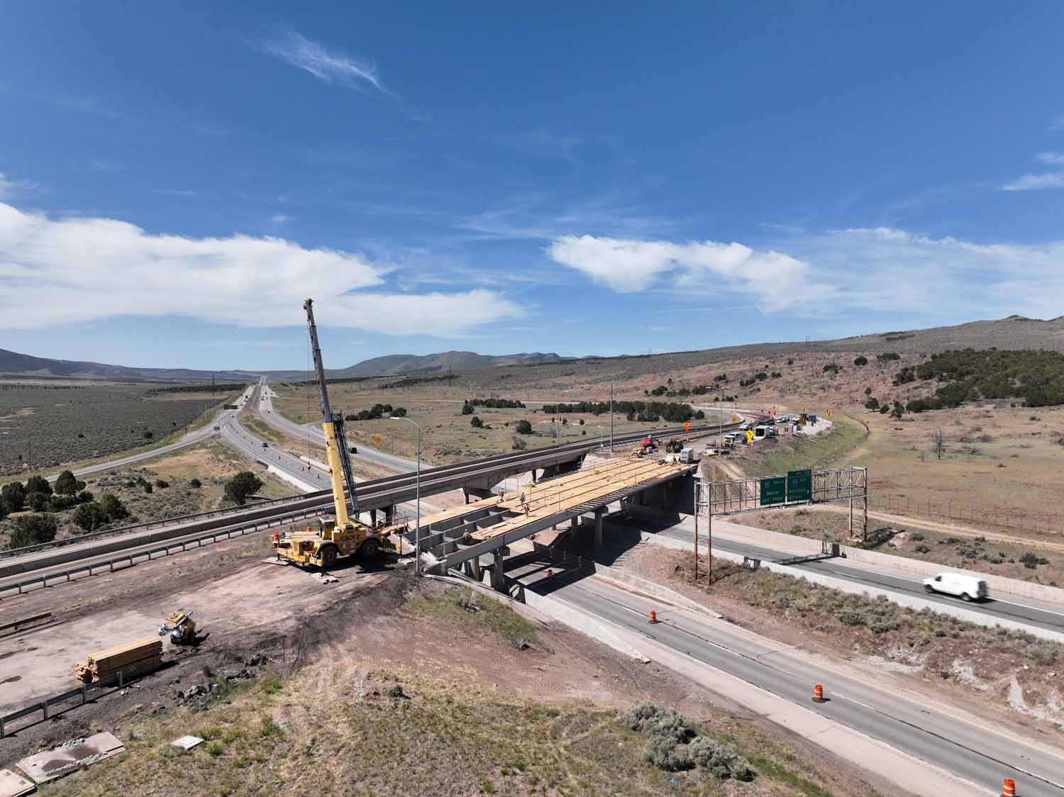 I-70 to I-15 interchange bridge deck connector bridge deck demolition