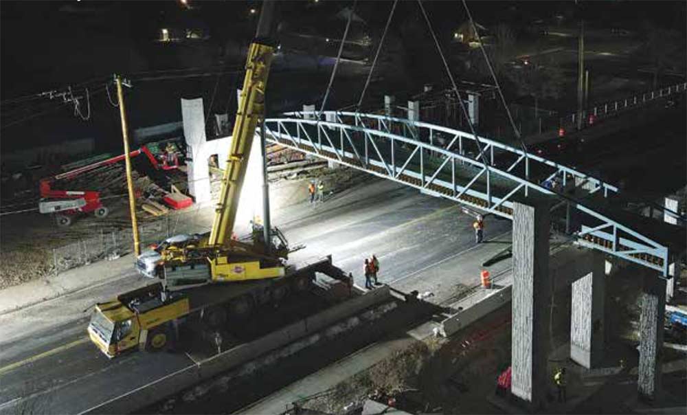 Pedestrian Bridge installation over Bangerter Highway