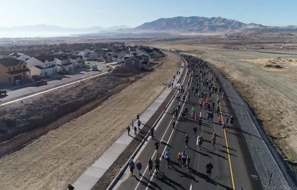 WW Clyde and UDOT host a 5k run on the new section of Mountain View Corridor to commemorate completion of the new road.