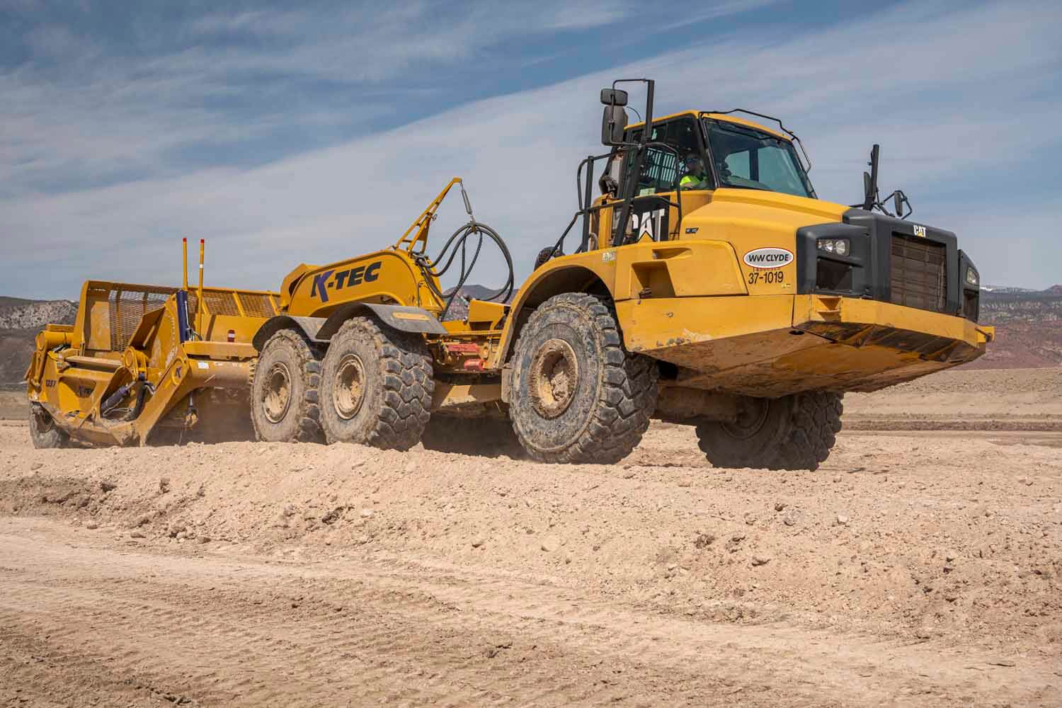 K tech belly dump were critical in moving 750,000 cy of earth