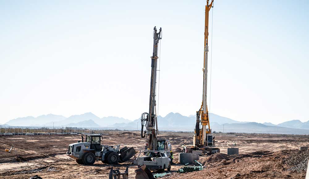 Auger cast pile deep foundation drilling