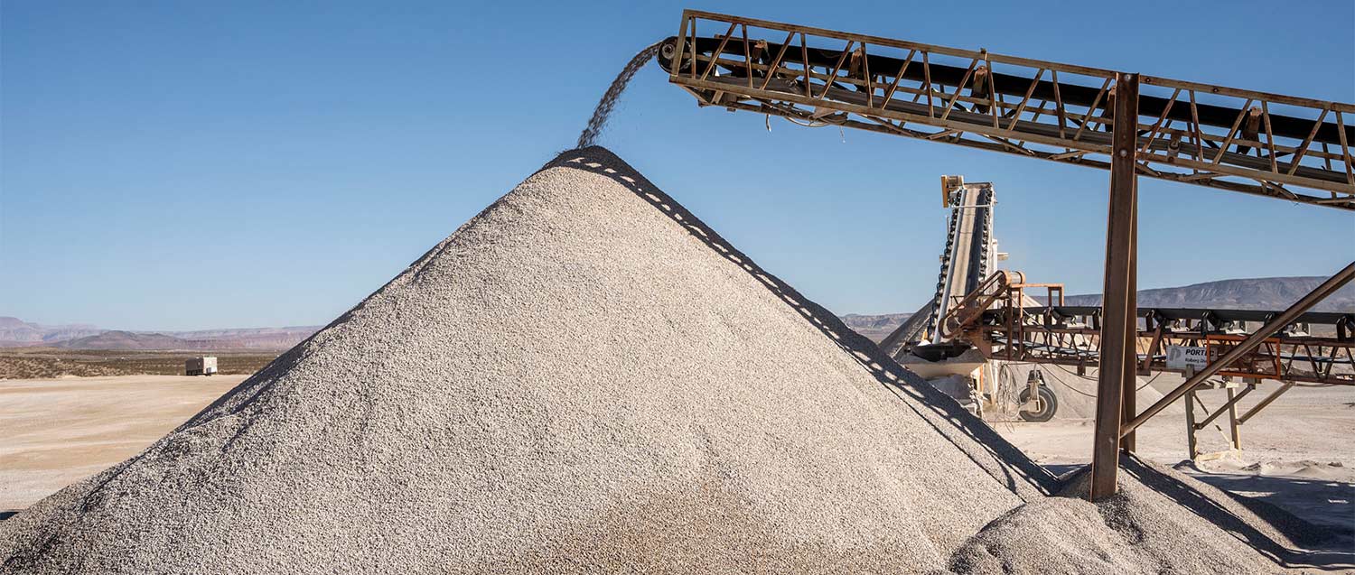 sand and gravel aggregate crushing for on site road base and asphalt production