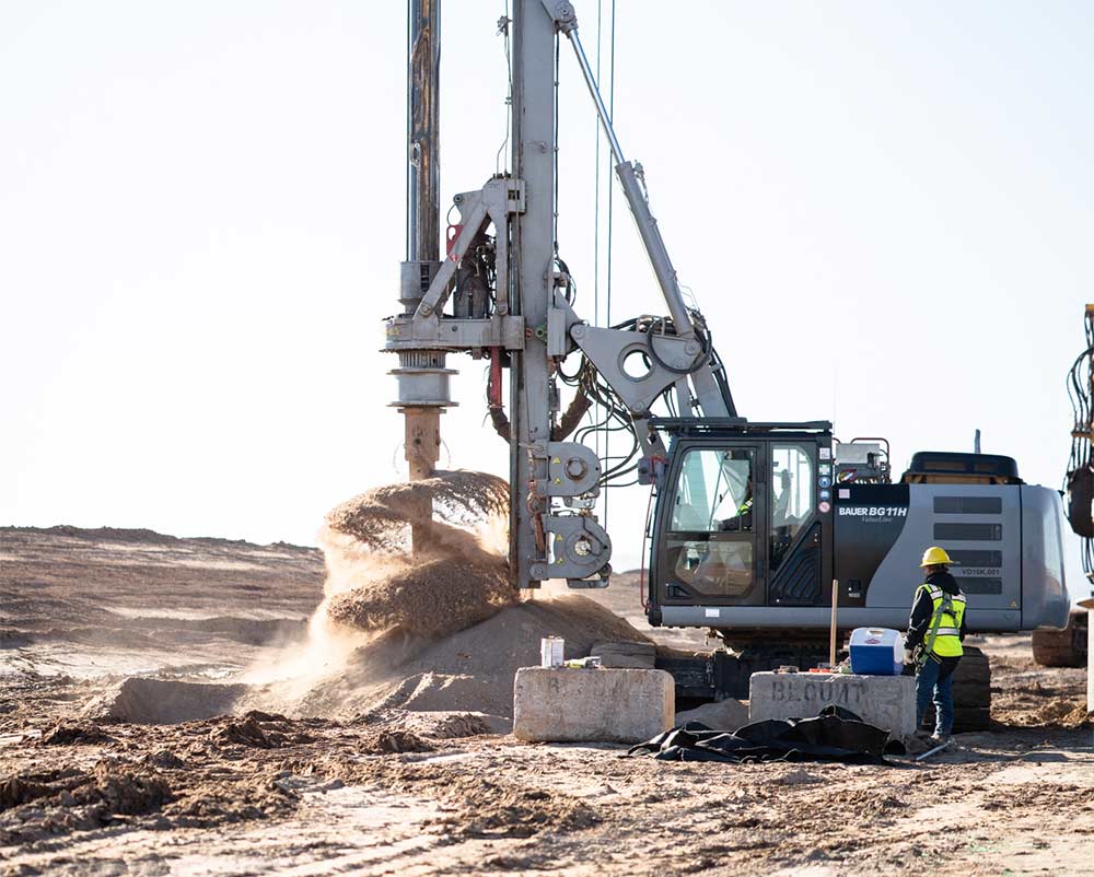 uncased drilling shaft for deep foundation